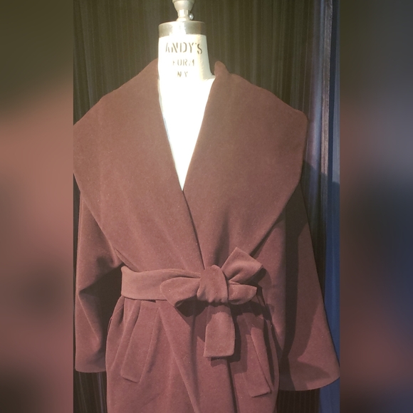 unbranded Jackets & Blazers - Vintage 100% cashmere rich chocolate brown wraparound huge collar 2XL maxi coat